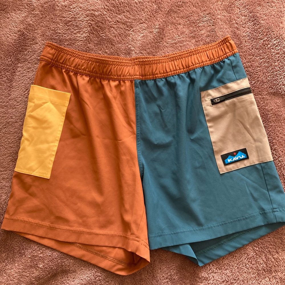 Kavu Two-Tone Shorts - Orange and Blue
